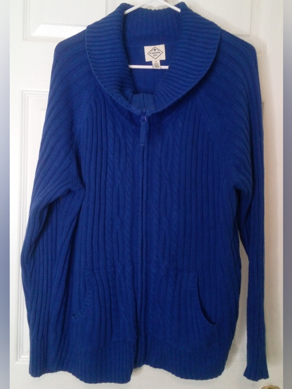 St. John's Bay Blue Ribbed Cardigan Sweater
